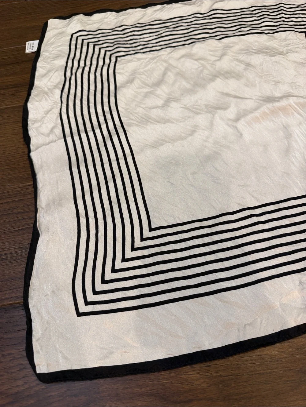 Striped Square Silk Scarf in Cream and Black 53cm x 53cm - C19-109